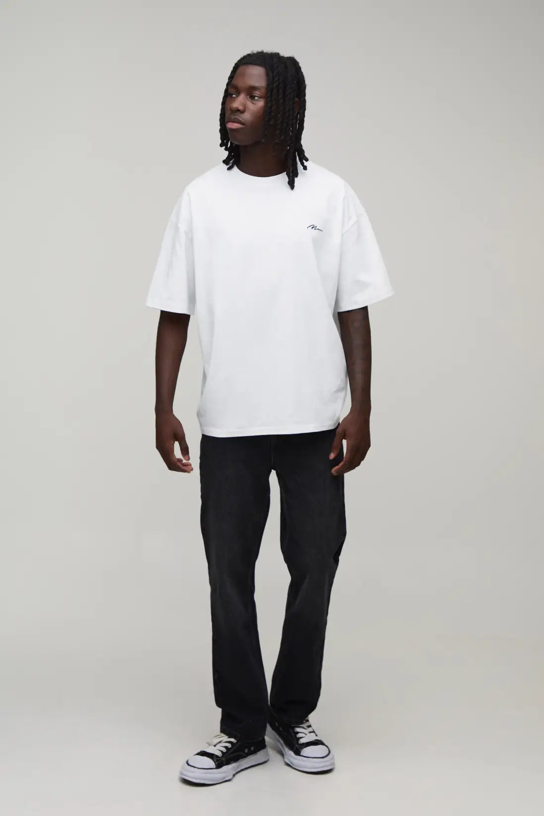 Oversized Man Signature Embroidered T-Shirt