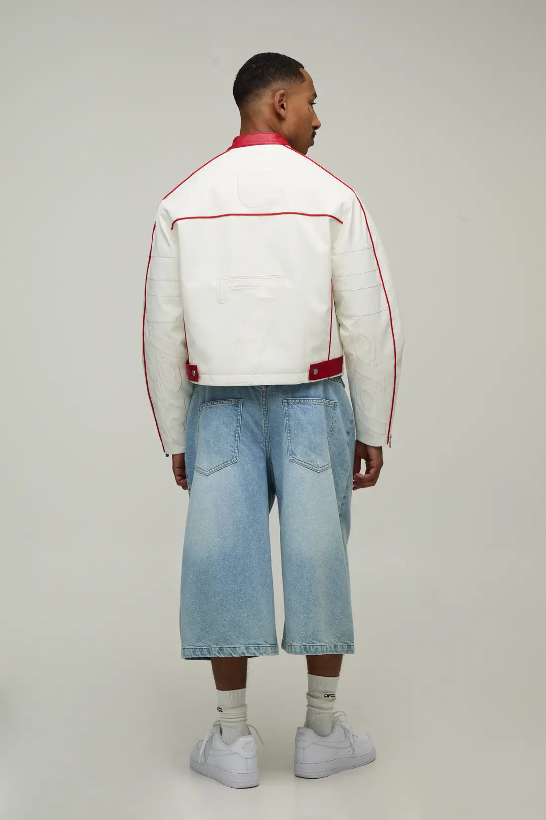 Boxy Fit Embossed OFCL Moto Jacket