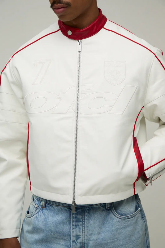 Boxy Fit Embossed OFCL Moto Jacket