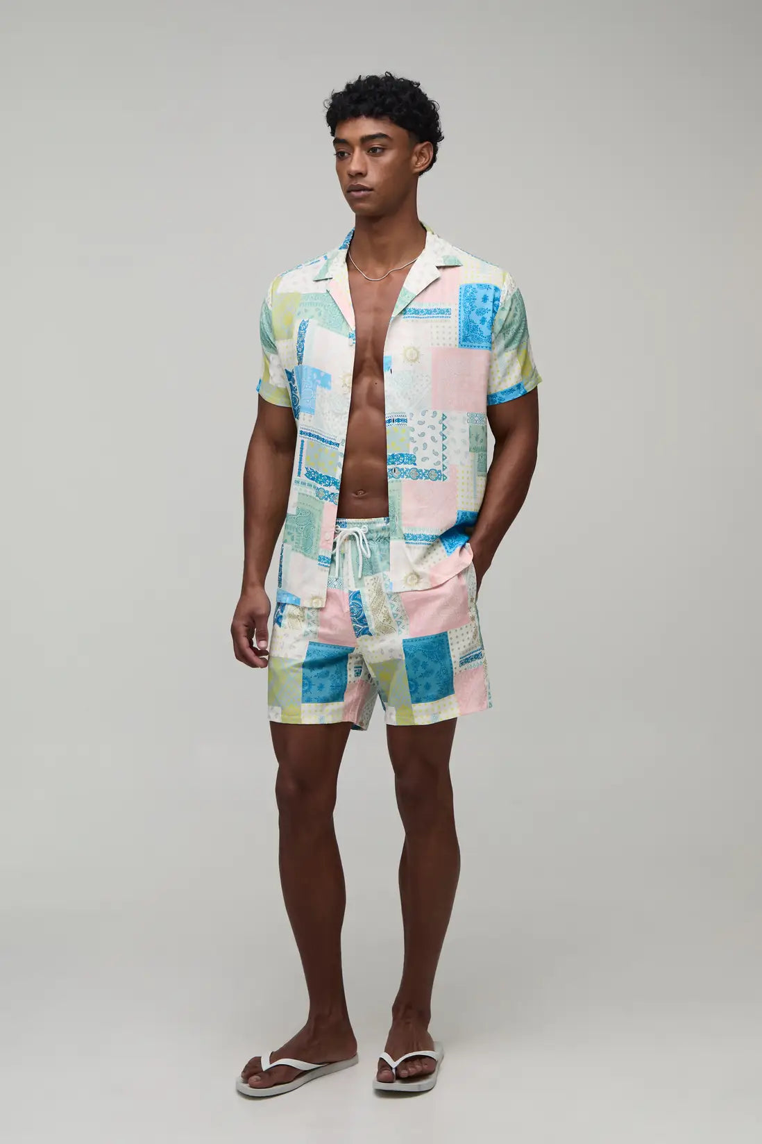 Bandanna Printed Shirt & Swim Short Set