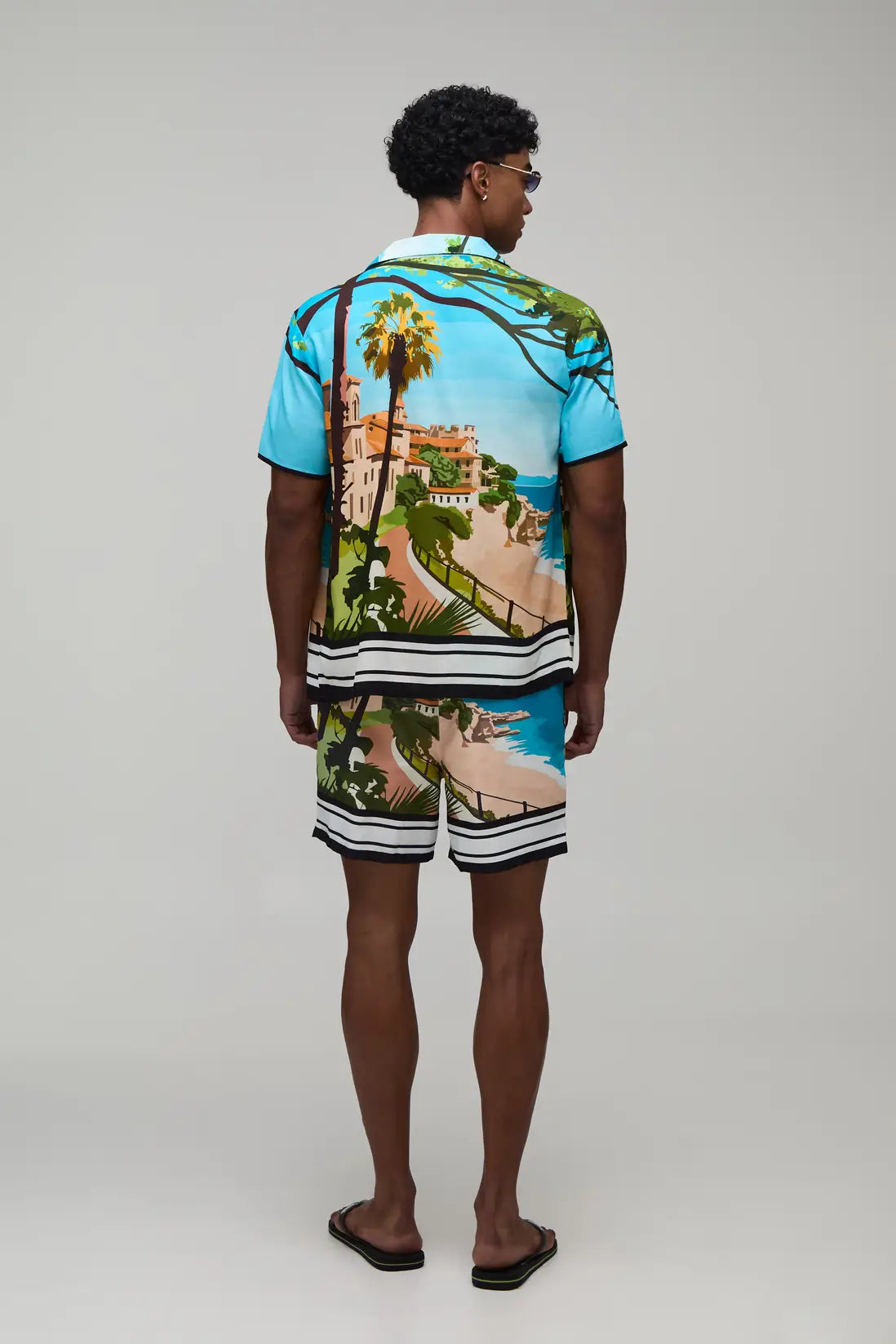 Palm Landscape Printed Shirt & Swim Short Set