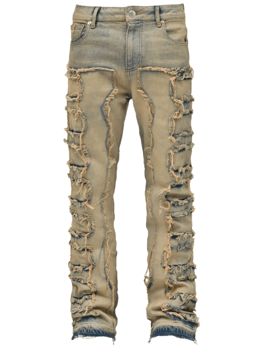 Flare Repaired Denim - Cream Wash