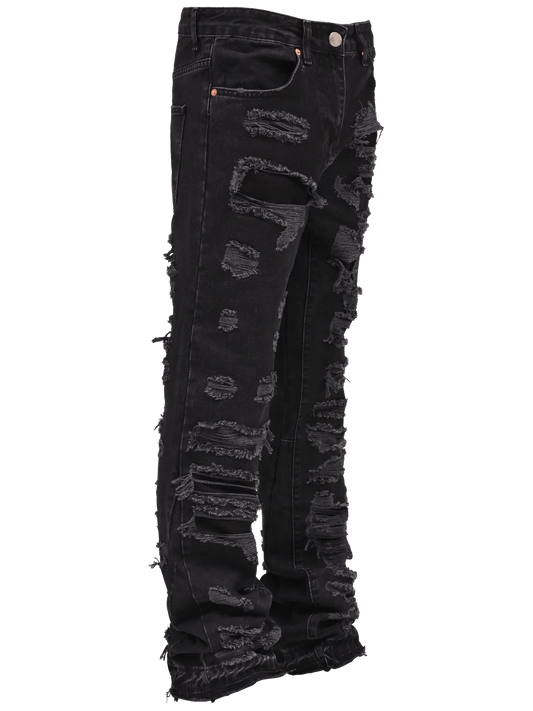 Thrashed Flare Denim - Black