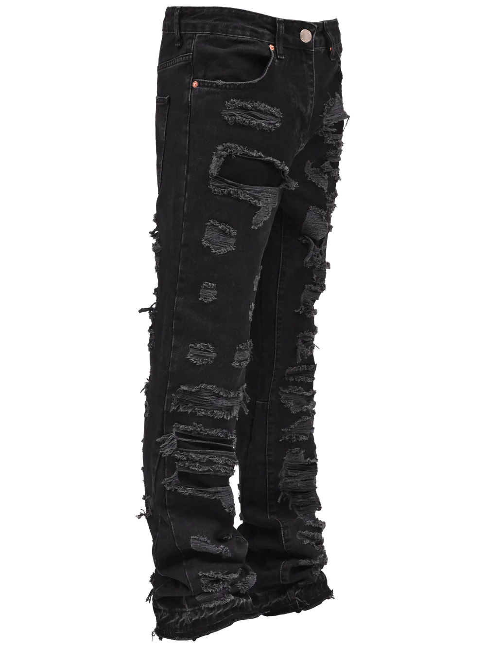 THRASHED FLARE DENIM - BLACK