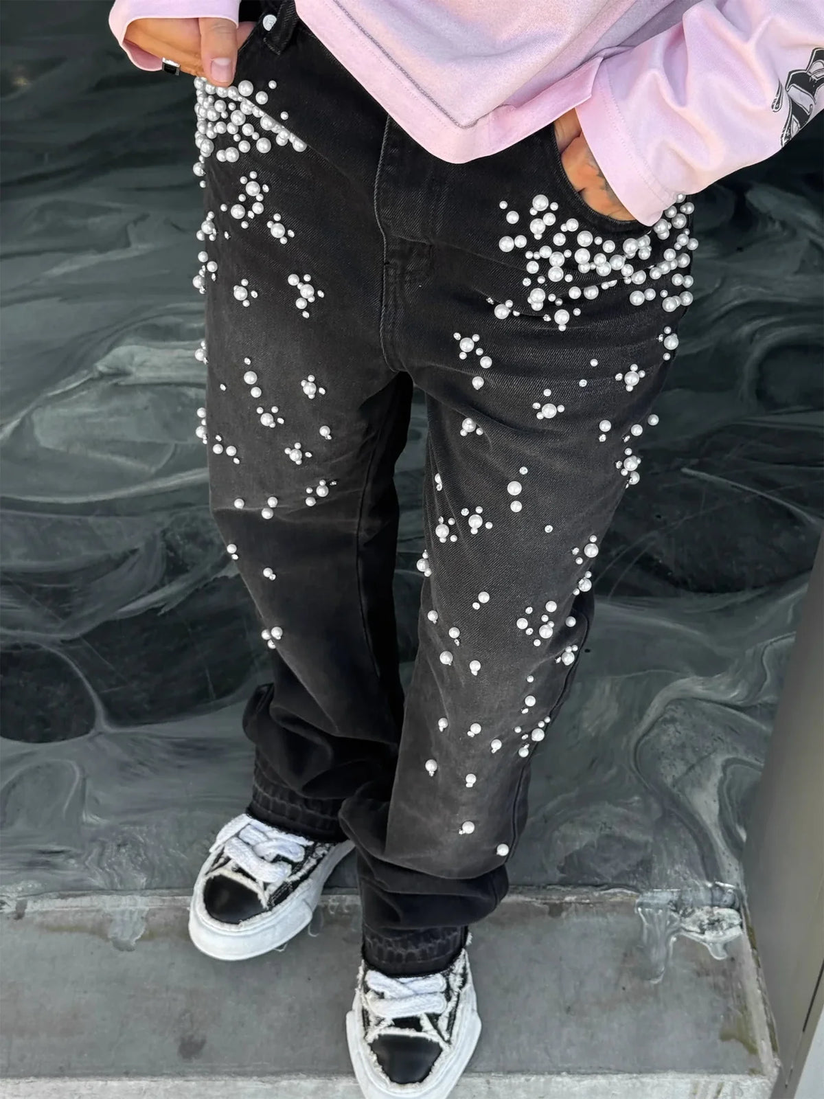 Gradient Pearl Denim - Black