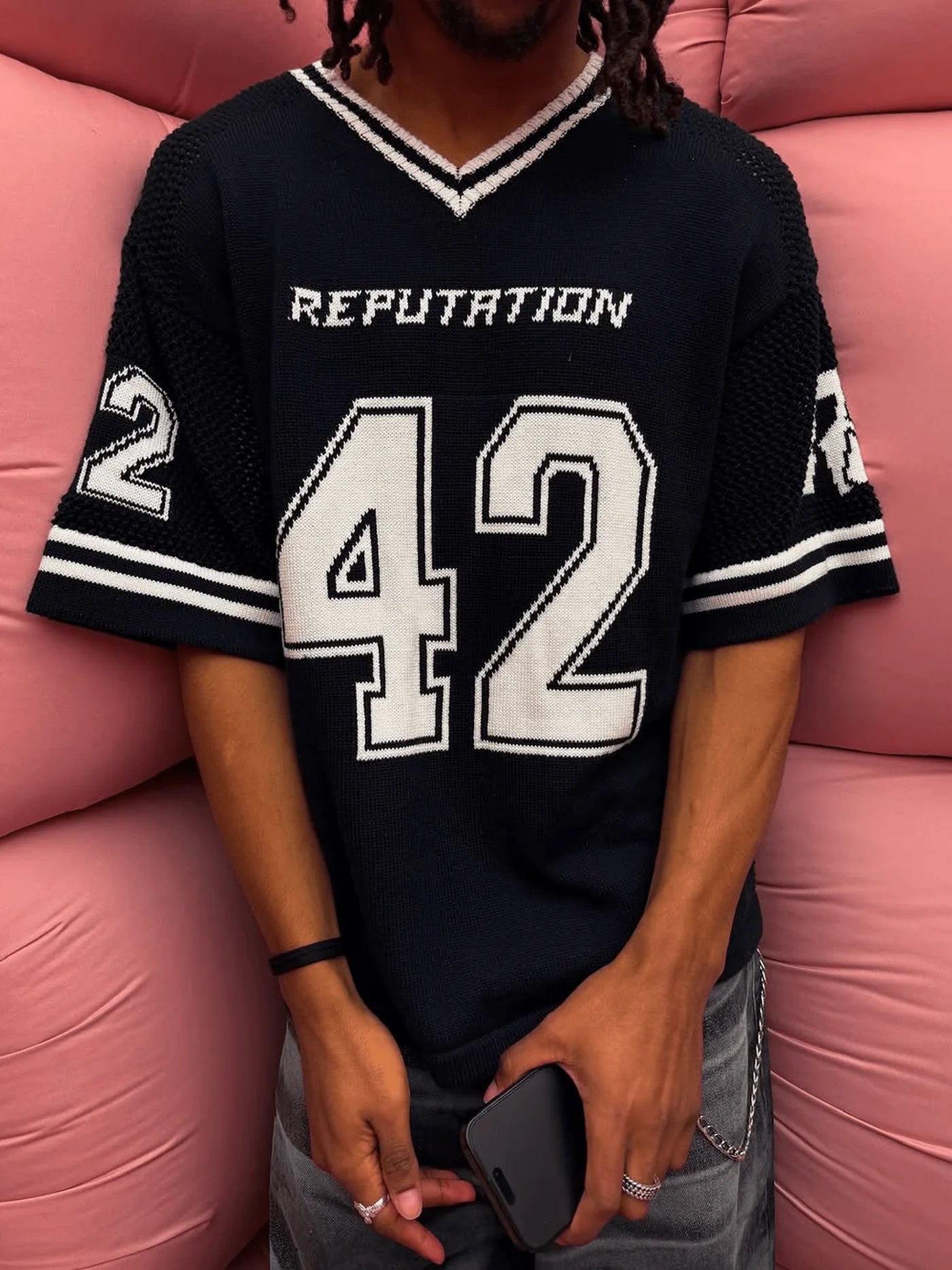 Y2K Knit Hockey Jersey - Navy