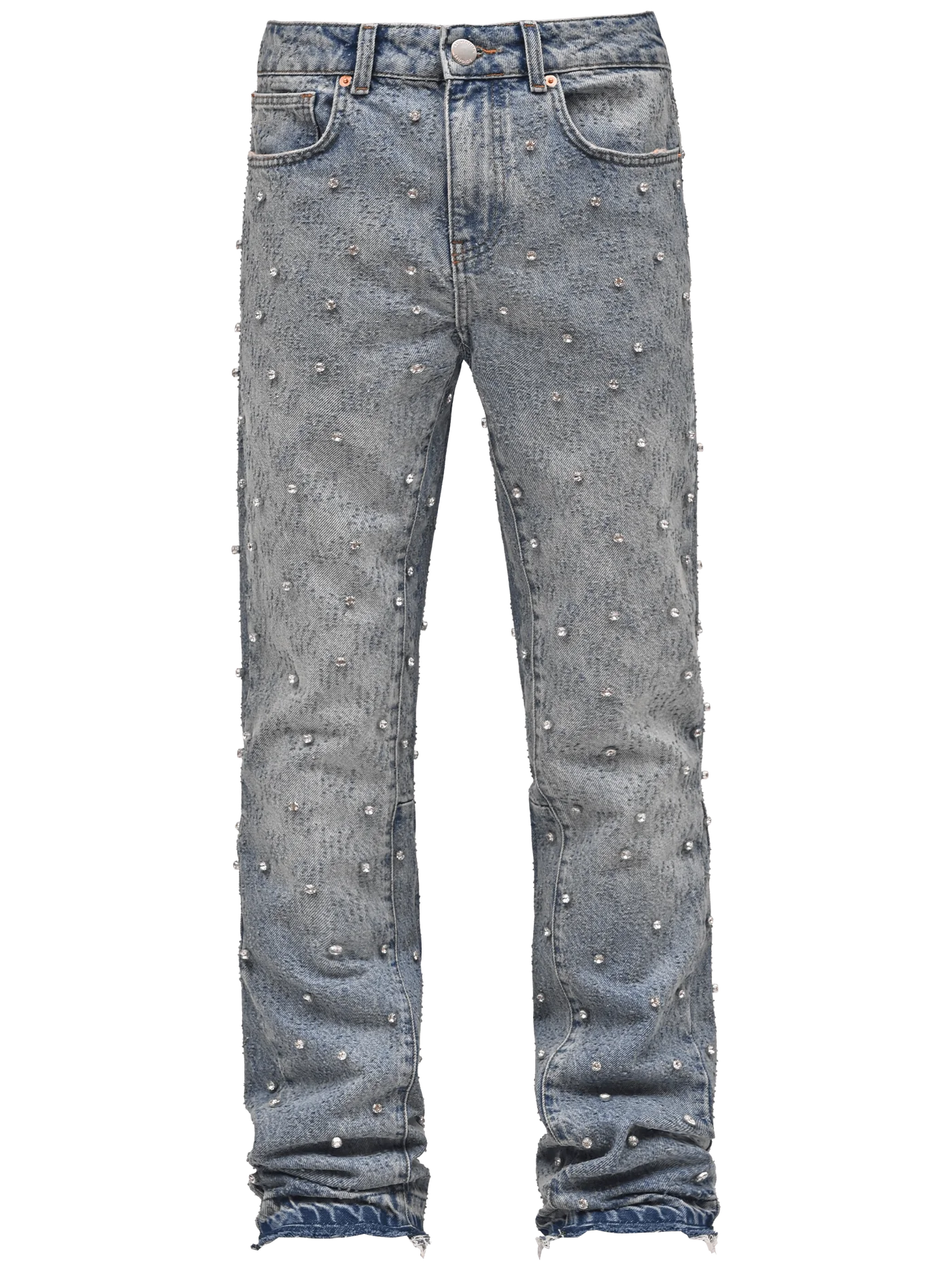 Rhinestone Flare Denim - Light Stone