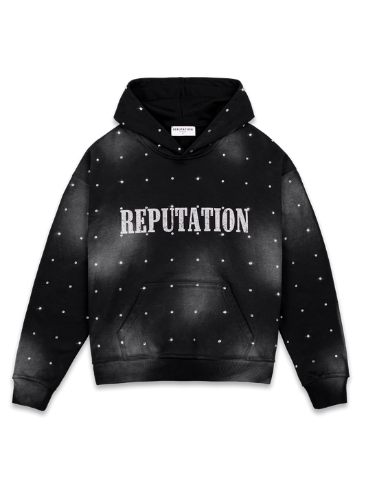 RHINESTONE HOODIE - BLACK