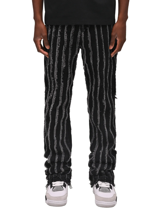 Slashed Flare Denim - Black